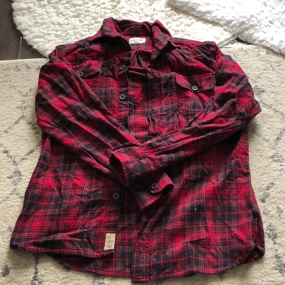 Red and black flannel shirt